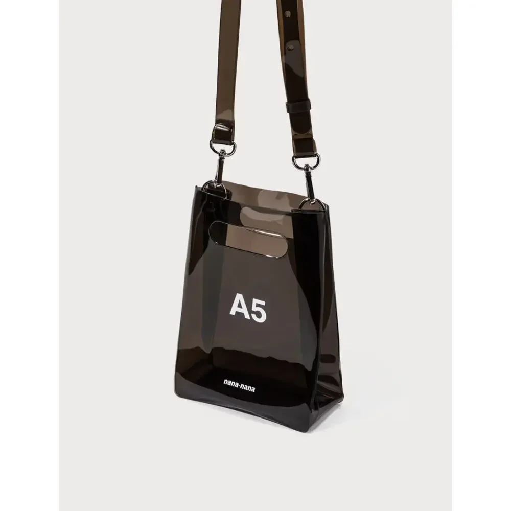 nana-nana PVC A5 Structured Translucent Crossbody Bag Brown